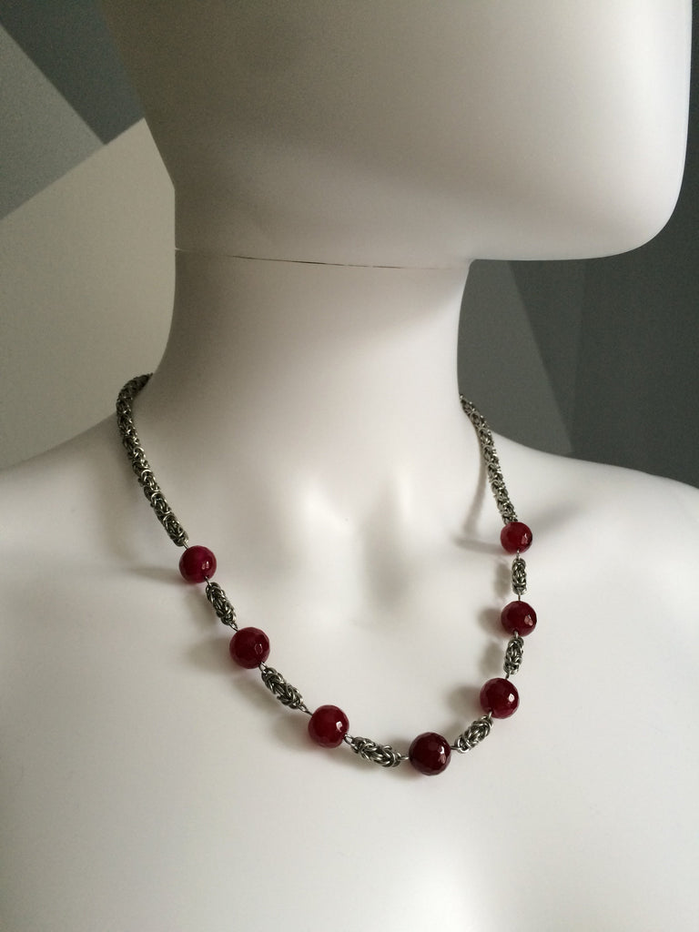 Byzantine Necklace with Pink Agate