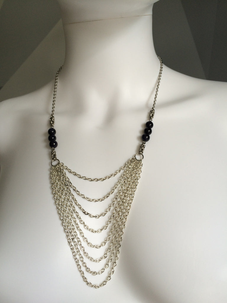 Draped Chains with Blue Goldstone Rounds
