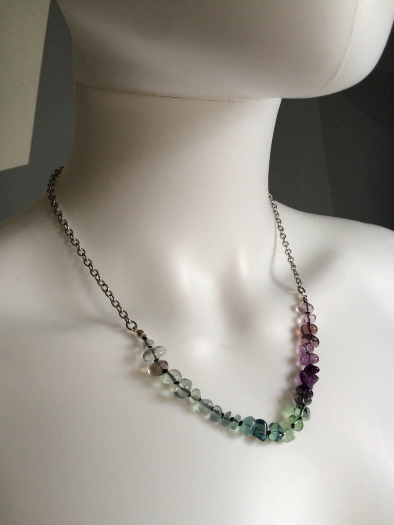 Mini Rainbow Fluorite Necklace