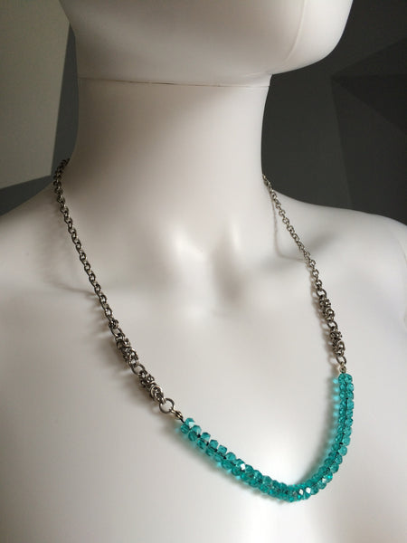 Turquoise Crystal Rondelle Necklace
