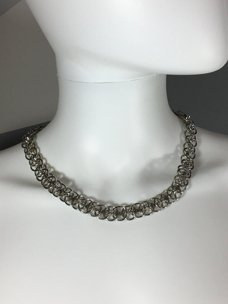 Woven Chains Stainless Steel Statement Necklace